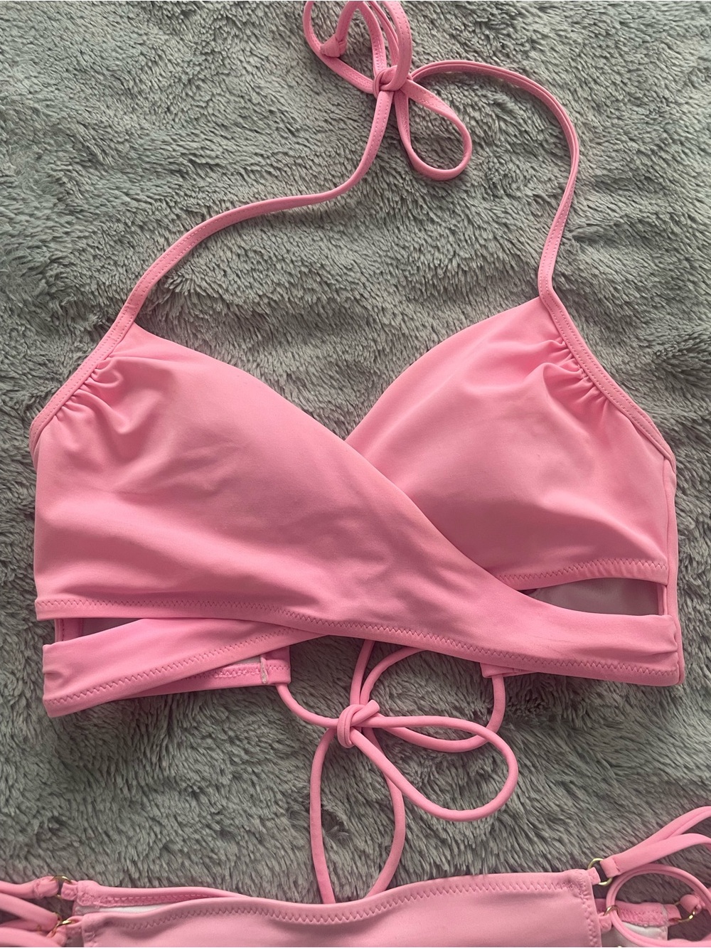 PINK Victoria's Secret Light Pink Bikini Bottoms with Trim - Picture 2 of 7